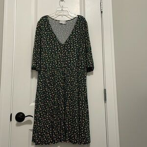 Green floral flounce dress